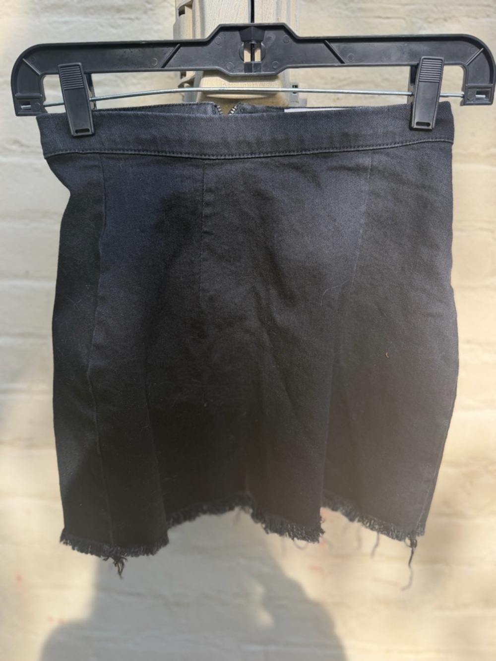 Reformation raw hem black Evie denim skirt